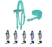 Majestic Ally Frontal rembourré en Nylon avec rênes pour Chevaux (Turquoise, Complet)