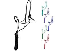 Majestic Ally Licol d'entraînement Rigide en Polyester de 0,6 cm à 4 nœuds avec Laisse Assortie de 3 m pour Chevaux - Full (Noir, Plein)