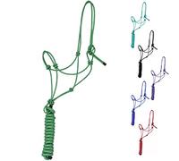 Majestic Ally Licol d'entraînement Rigide en Polyester de 0,6 cm à 4 nœuds avec Laisse Assortie de 3 m pour Chevaux - Full (Vert Chasseur, Complet)