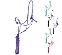 Majestic Ally Licol d'entraînement Rigide en Polyester de 0,6 cm à 4 nœuds avec Laisse Assortie de 3 m pour Chevaux - Full (Violet, Plein)