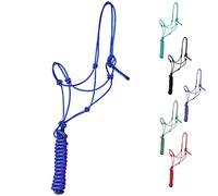 Majestic Ally Licol d'entraînement Rigide en Polyester de 0,6 cm à 4 nœuds avec Laisse Assortie de 3 m pour Chevaux - Full (Bleu Roi, Complet)