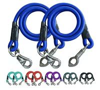 Majestic Ally Lot de 2 attaches élastiques pour remorque de cheval avec bouton-pression anti-panique et bouton de taureau - 91,4 cm (bleu roi)