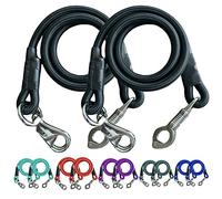 Majestic Ally Lot de 2 Attaches élastiques pour remorque de Cheval avec Mousqueton Anti-Panique et Bouton de Taureau - 91,4 cm (Noir)