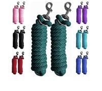 Majestic Ally Lot de 2 Cordes de Plomb en Poly Solide pour Chevaux et bétail - 3 m de Long et 1,5 cm d'épaisseur - Mousqueton Robuste remplaçable - Fait à la Main - Doux, Toucher cassé