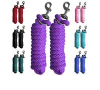 Majestic Ally Lot de 2 Cordes de Plomb en Poly Solide pour Chevaux et bétail - 3 m de Long et 1,5 cm d'épaisseur - Mousqueton Robuste remplaçable - Fait à la Main - Doux, Toucher cassé (Violet)