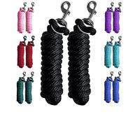 Majestic Ally Lot de 2 Cordes de Plomb en Poly Solide pour Chevaux et bétail - 3 m de Long et 1,5 cm d'épaisseur - Mousqueton Robuste remplaçable - Fait à la Main - Doux, Toucher cassé (Noir)