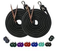 Majestic Ally Lot de 2 Cordes d'entraînement en Poly avec Bouton-Pression en Cuir pour Chevaux et bétail - 4,3 m de Long et 1,6 cm d'épaisseur - Mousqueton Robuste remplaçable (Noir)