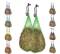 Majestic Ally Lot de 2 Filets à Foin à Alimentation Lente de 142,2 cm avec Trous Doux de 7,6 x 7,6 cm pour Chevaux et bétail, Corde en Nylon à Suspendre, simule Le pâturage, réduit Les déchets (Vert