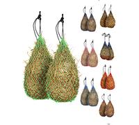 Majestic Ally Lot de 2 Filets à Foin pour Chevaux à Alimentation Lente de 106,7 cm, Petits Trous Solides de 5,1 x 5,1 cm, simule Le pâturage, réduit Les déchets (Vert Clair)