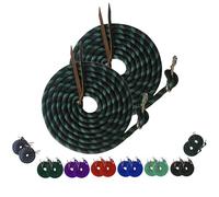 Majestic Ally Lot de 2 laisses d'entraînement avec Bouton-Pression en Cuir pour Chevaux et bétail - 4,6 m de Long et 1,5 cm d'épaisseur - (Turquoise/Gris/Noir)
