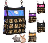 Majestic Ally Mangeoire à foin pour cochon d'Inde,Mangeoire à foin pour lapin,Qualité supérieure,Nylon très résistant,Sac pour nourriture lente pour petits animaux,5 jolies couleurs (bleu clair)