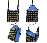 Majestic Ally Sac à foin à alimentation lente pour chevaux,Mangeoire de voyage réglable pour remorque, étal, et portable,Simule le pâturage,Réduit les déchets (bleu urricane)