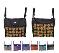 Majestic Ally Sac à foin pour chevaux, trous de 6,3 cm, chargement par le haut, mangeoire de voyage, réduit les déchets, plusieurs couleurs (noir, noir)