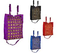Majestic Ally Sac de foin à alimentation lente pour chevaux, chargeur de voyage réglable pour remorque, simule le pâturage, réduit les déchets, 13"x10"x3", violet