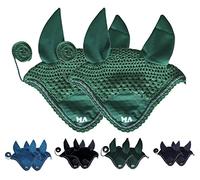 Majestic Ally Voile Anti-Mouches en Crochet Artisanal, 2 pièces, avec Filet d'oreille et Corde tressée pour Cheval (Turquoise)