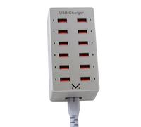 Majestic AUSB 12 USB Chargeur 12 ports USB-A Sortie 5 V jusqu'à 2,4 A 1,5 m Câble d'alimentation avec prise européenne