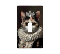 Majestic Cat Plaque de protection pour interrupteur, motif félin tricolore élégant avec col volanté, style vintage pour décoration d'intérieur, thermoplastique taille standard