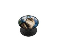Majestic Chat à Poils Longs Art Nouveau Mountain PopSockets PopGrip Adhésif