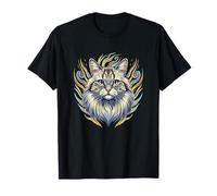 Majestic Chat à Poils Longs Mystic Feline Flame Aura T-Shirt