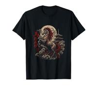Majestic Cheval se Levant avec Lune et pagode T-Shirt