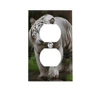 Majestic Couvercle de sortie en acier inoxydable résistant à la chaleur et aux chocs Motif tigre du Bengale Blanc Plaque murale standard américaine avec vis pour décoration d'intérieur