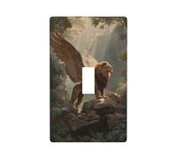 Majestic Couvercle d'interrupteur décoratif à bascule unique pour cuisine, ferme, chambre à coucher, salle de bain Motif lion ailé sur rochers