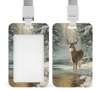 Majestic Deer Porte-badge rétractable avec clip pour carte d'identité Motif cerf debout Pour le travail, le bureau, les médecins, les infirmières