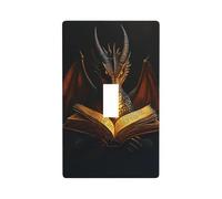 Majestic Dragon Lecture Fantasy Art Couvercle d'interrupteur décoratif à bascule unique 1 gang Plaque murale pour cuisine, ferme, chambre à coucher, salle de bain