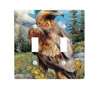 Majestic Eagle Plaques de protection pour interrupteur - Scène naturelle vibrante pour décoration murale, plaques murales en thermoplastique - Taille standard - Double bascule