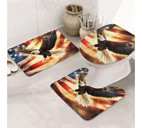 Majestic Eagles Soar Above The Banner Lot de 3 tapis de bain doux et absorbants en mousse à mémoire de forme et tapis de toilette en forme de U, décoration d'intérieur, séchage rapide