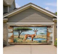Majestic Gazelle - Couverture de porte de garage, peinture artistique d'animaux de safari, grande décoration de porte de garage, art mural en plein air pour une utilisation toute l'année, 397 x 180 cm