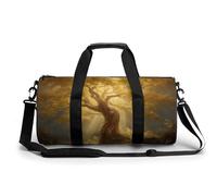 Majestic Golden Tree Mystical Sac de sport cylindrique pour homme et femme avec bandoulière