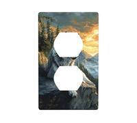 Majestic Grey Wolf Fantasy Mountain Outlet Couvercle d'interrupteur décoratif 1 gang Plaque murale pour cuisine salle de bain Taille 7 x 11,4 cm