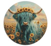 Majestic Highland Chattle |Bright SunFleurs| Puzzles Amusants en Famille 1000pcs (67.5x67.5cm) Adultes
