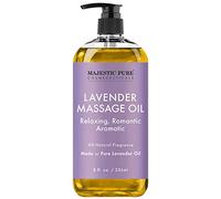'MAJESTIC Huile de massage pure à la lavande pour homme et femme - Idéale pour calmer, apaiser et se détendre - Mélange d'huiles naturelles pour massage thérapeutique et aromathérapie - 227 ml