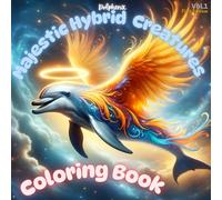 Majestic Hybrid Creatures Coloring Book: Mystical, Griffin, Phoenix, Unicorn, Dragon, Dolphin, Chimera, Ancient Geometry, 50 Illustrations with Descriptions