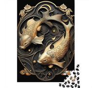 Majestic Koi Fish Puzzle Art Déco pour adultes et adolescents - Puzzle en papier de 1000 pièces pour adolescents - Cadeau - Jeu casse-tête - 1000 pièces (38 x 26 cm)