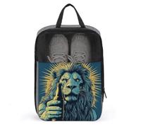 Majestic Lion tenant une bouteille de bière, sac à chaussures pour voyage, usage quotidien, sac de rangement anti-poussière pour chaussures de golf