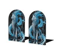 Majestic Lot de 2 serre-livres futuristes en bois avec motif loup blanc abstrait pour étagères pour la maison, le bureau, les bibliothèques