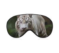 Majestic Masque de sommeil doux et confortable avec sangle réglable pour homme et femme Motif tigre du Bengale Blanc