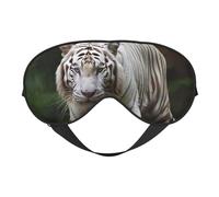 Majestic Masque de sommeil motif tigre du Bengale blanc pour homme et femme - Masque pour les yeux double face avec sangle réglable, doux au toucher soyeux, bloquant la lumière et respirant pour les