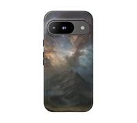Majestic Mountain Peak with Cosmic Sky Coque mate résistante Compatible avec Google Pixel 9 Bleu