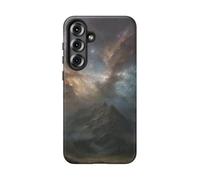 Majestic Mountain Peak with Cosmic Sky Coque mate résistante compatible avec Samsung Galaxy S25 Plus Bleu