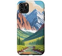 Majestic Mountain Valley Art Snowy Peaks Pine Tree Stream Coque pour iPhone 11 Pro Max