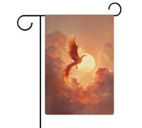 Majestic Phoenix en plein vol Drapeau de jardin saisonnier Vacances en toile de jute double face Maison cour drapeaux extérieurs 32 x 47 cm