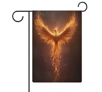 Majestic Phoenix Rising from Darkness Drapeau de jardin saisonnier en toile de jute double face pour maison, cour 32 x 47 cm