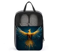 Majestic Phoenix Sac à chaussures avec plumes jaunes dorées pour voyage, usage quotidien, sac de rangement anti-poussière pour chaussures de golf