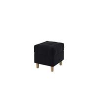 Majestic Pouf de rangement touffeté sans boutons en velours noir 40 cm de large résistant aux taches avec pieds arrondis élégants Idéal pour salon, chambre à coucher et meubles d'entrée.