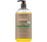 Majestic Pure Castor Oil | Hexane Free & 100% Pure | Cold Pressed | Stimulate Growth for Hair, Eyelashes, Eyebrows, Nails | Moisturizing & Nourishing | Body, Hair & Carrier Oil | 16 fl oz