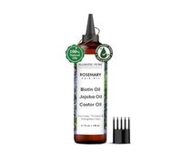 Majestic Pure Huile de romarin 100 % pure avec biotine pour soins capillaires, formule renforcante, nourrissante et volumisante à l'huile de jojoba et à l'huile de ricin - Sans OGM, 198 ml
